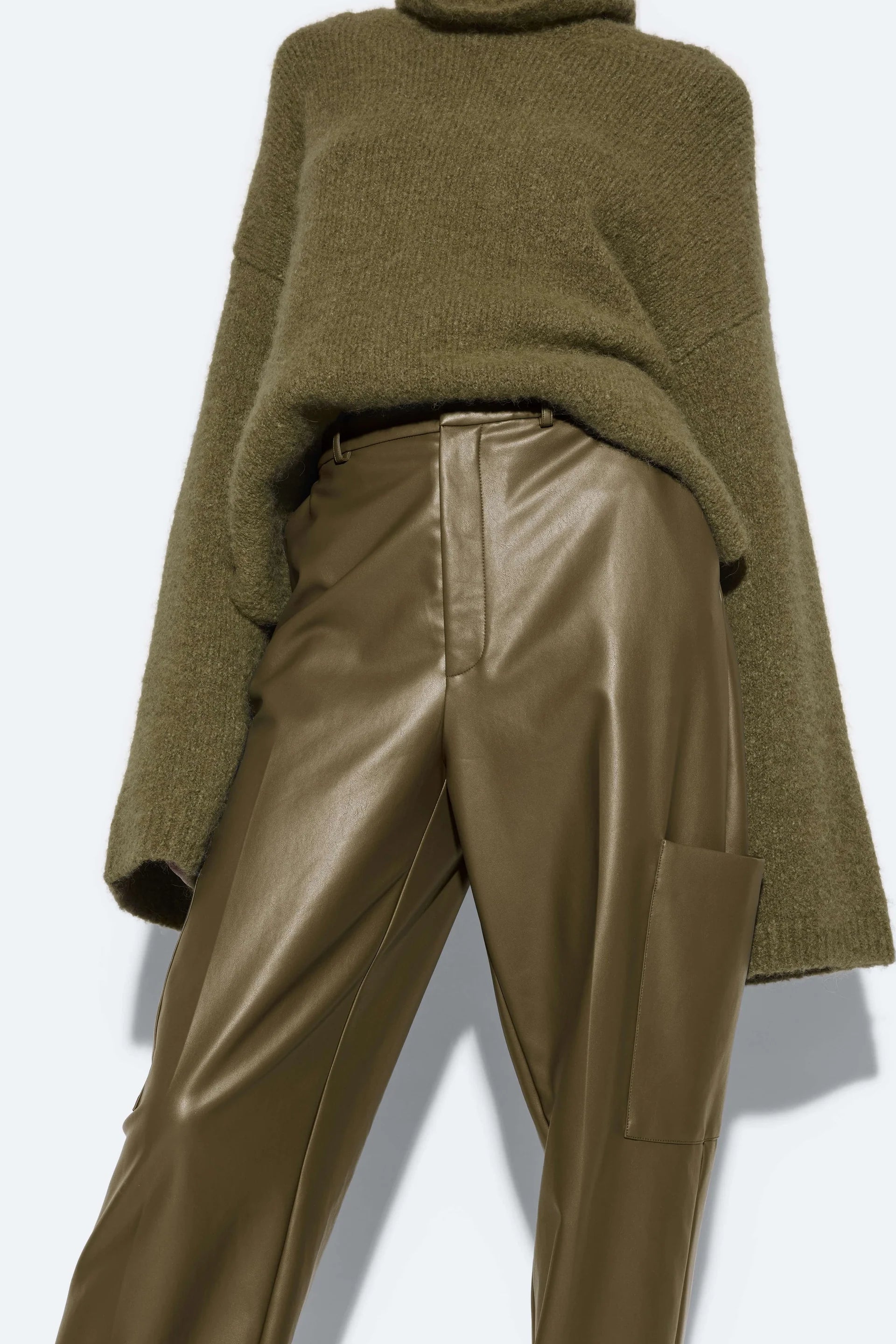 Stretch Faux Leather Tapered Trouser