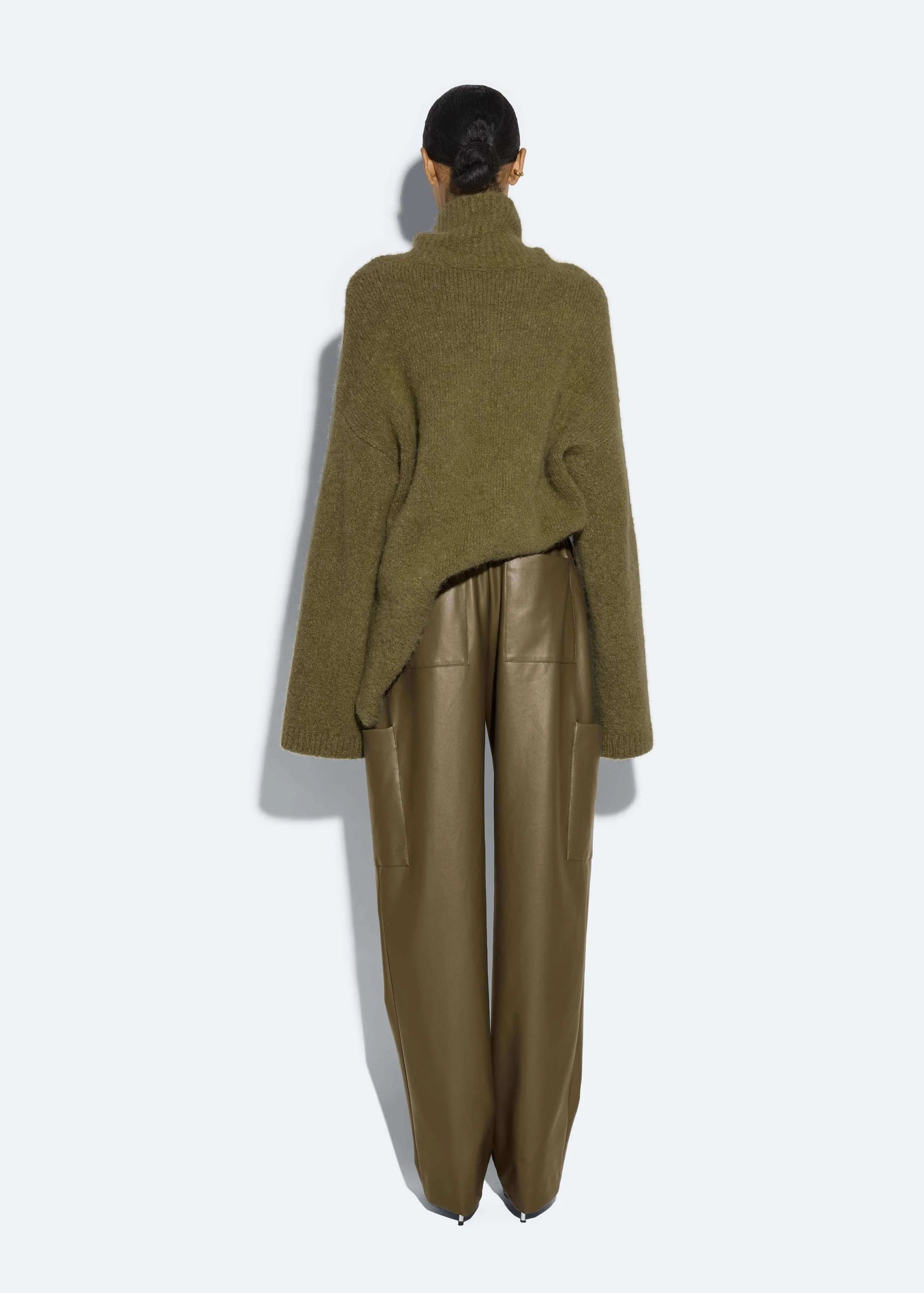Stretch Faux Leather Tapered Trouser