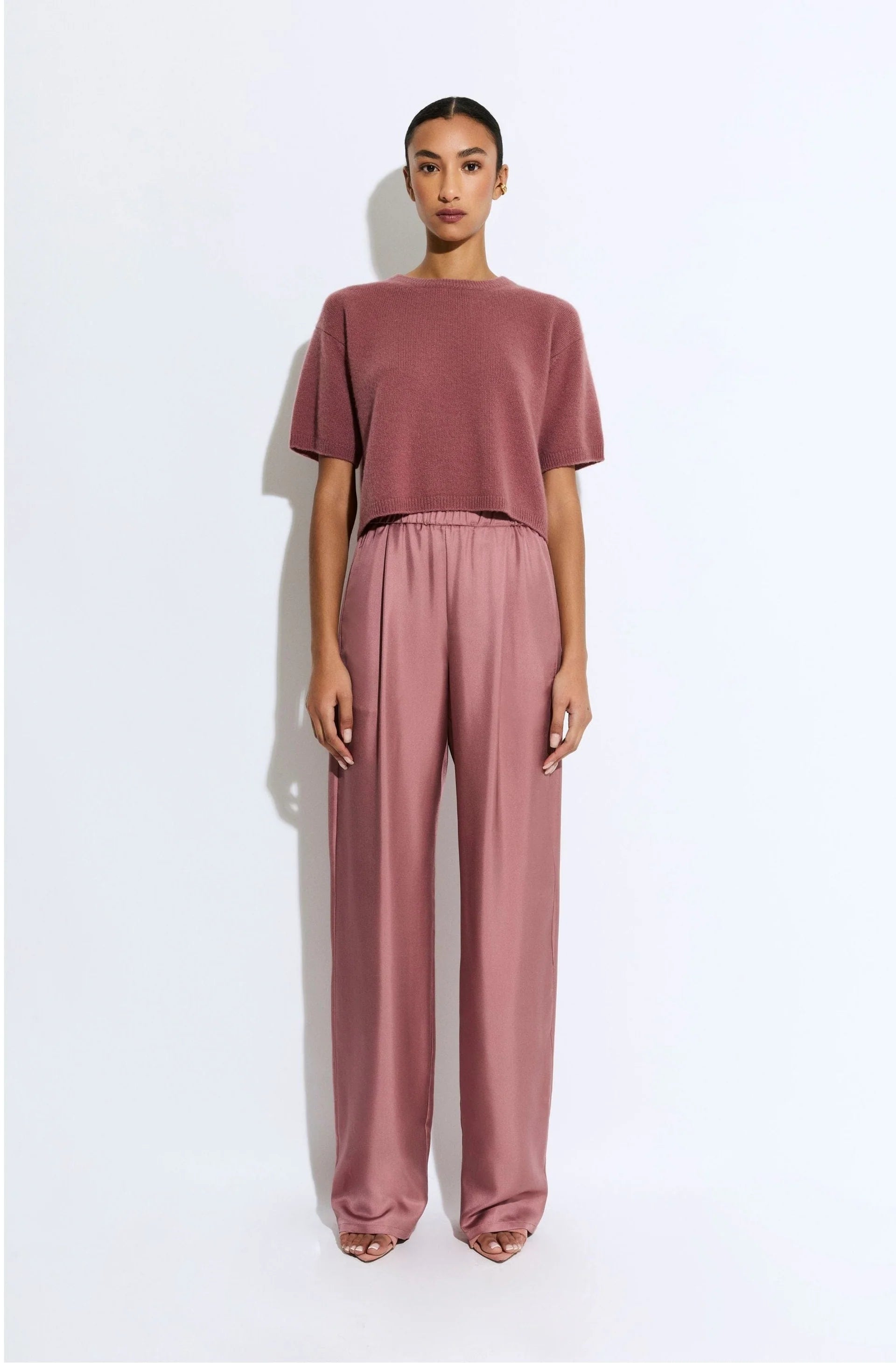 Silky Twill Elastic Waist Pant