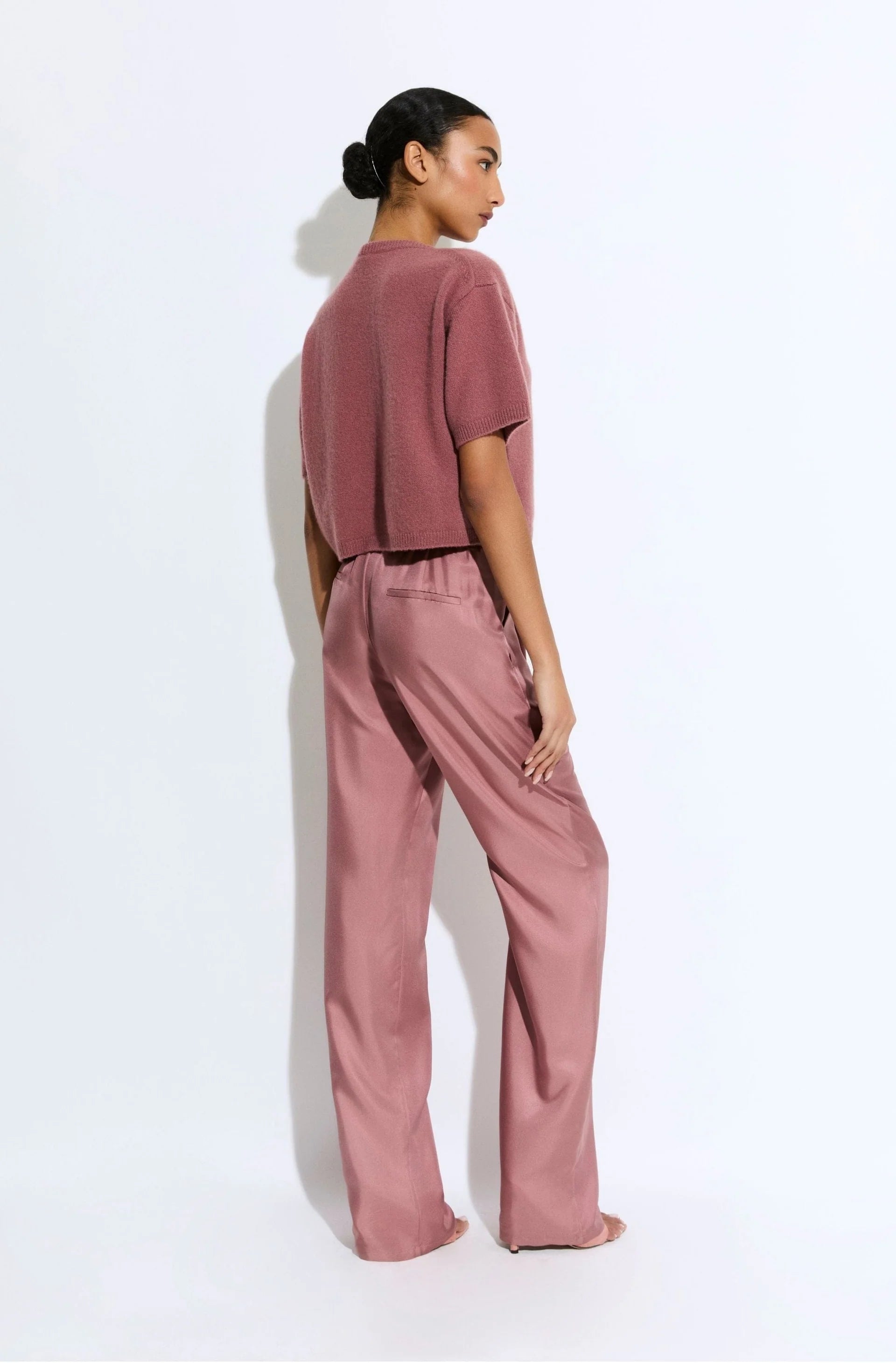 Silky Twill Elastic Waist Pant