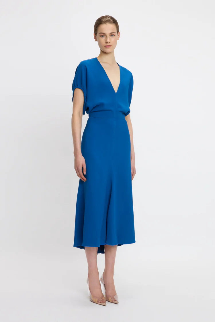 Blouson Detail Midi Dress
