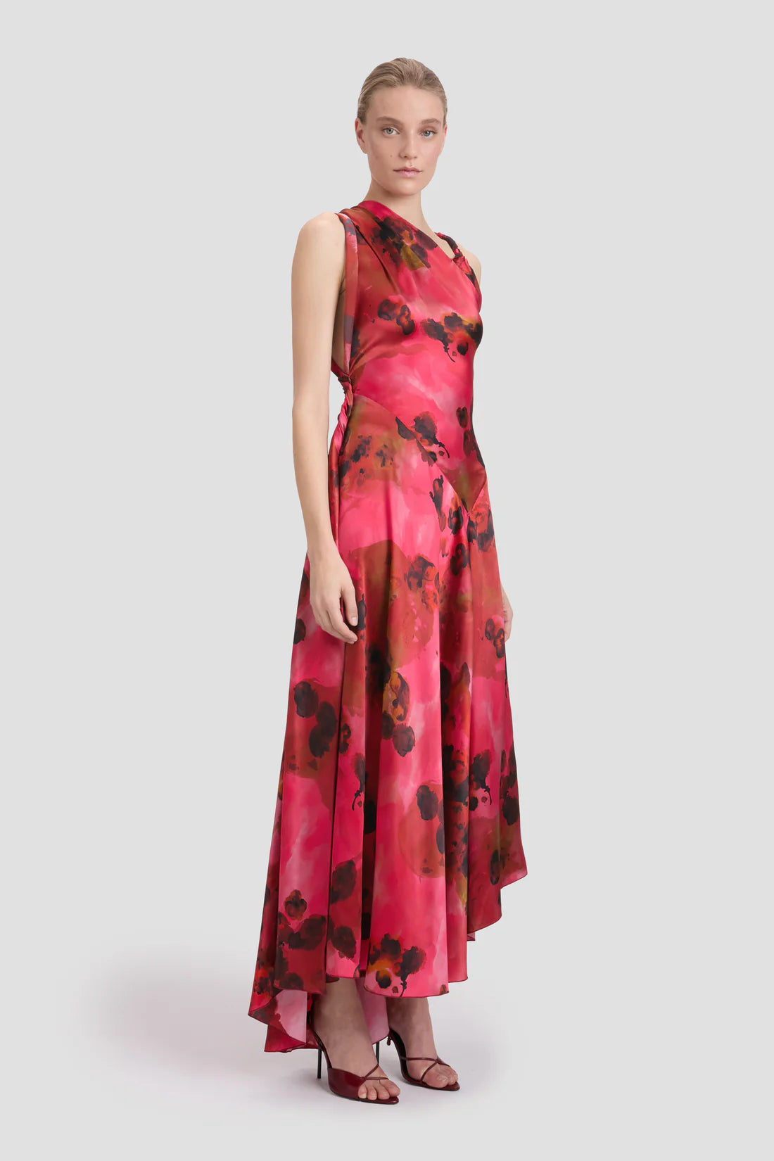 Sleeveless Draped Midi Dress
