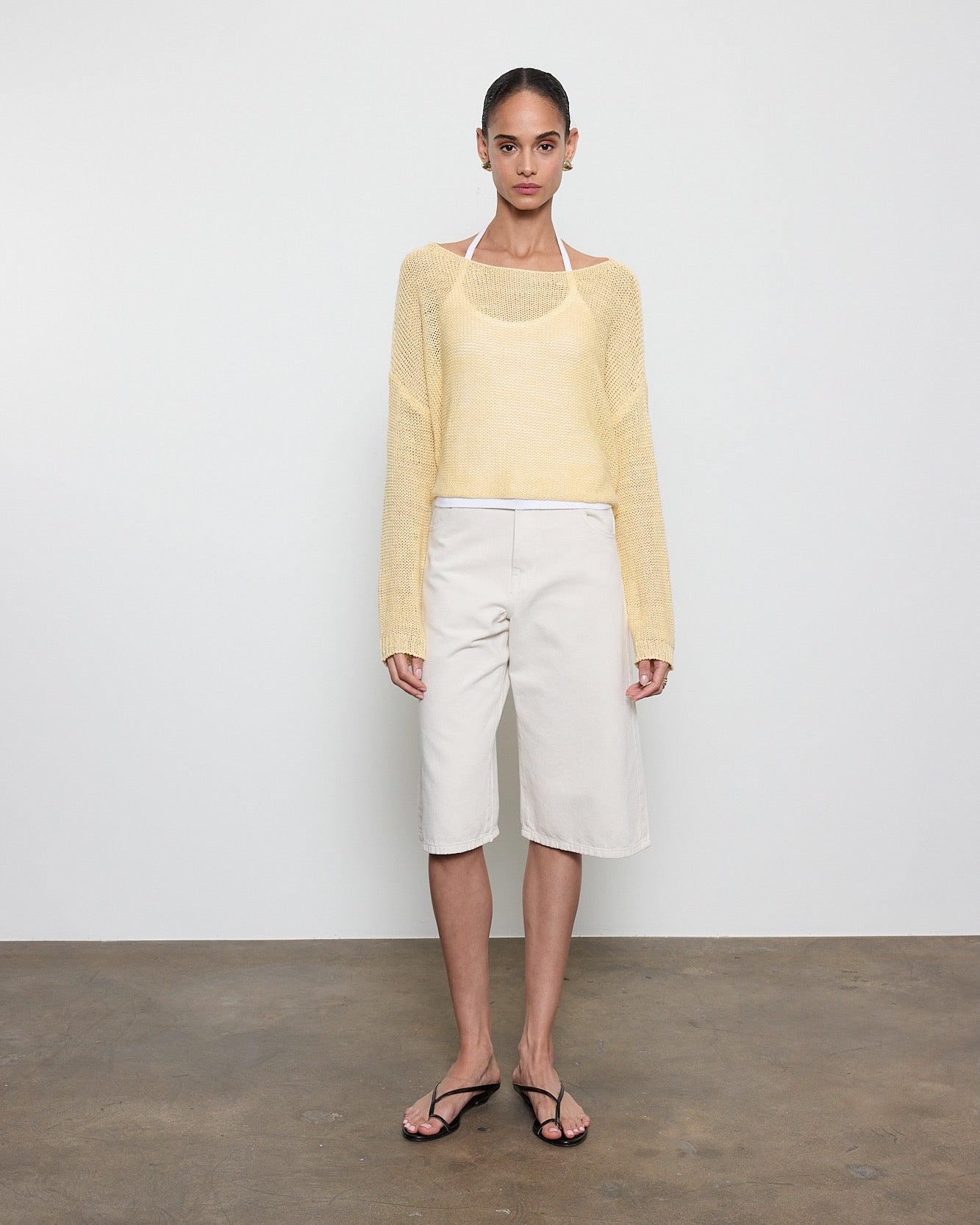 Linen Open Knit Bateau Sweater