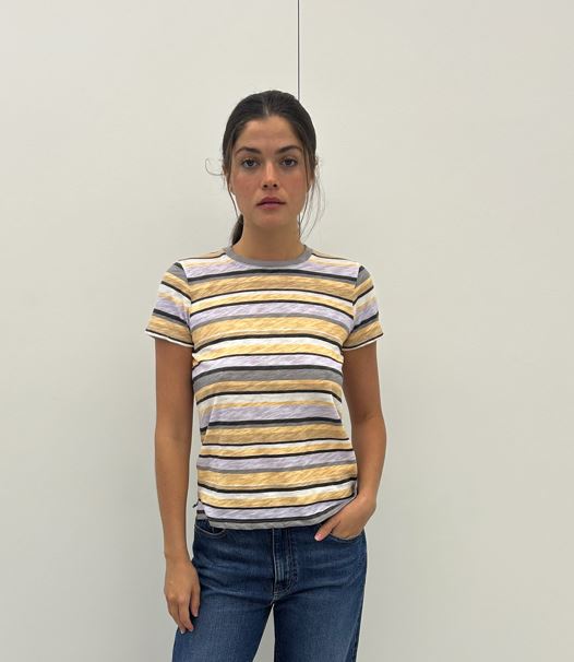 Slub Jersey Stripe Crew Tee