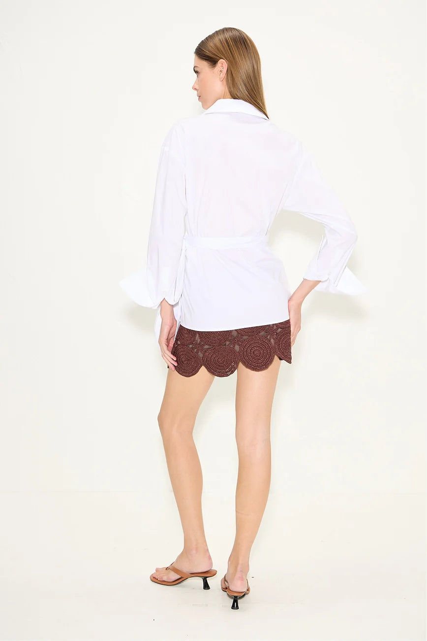Anya Poplin Wrap Top