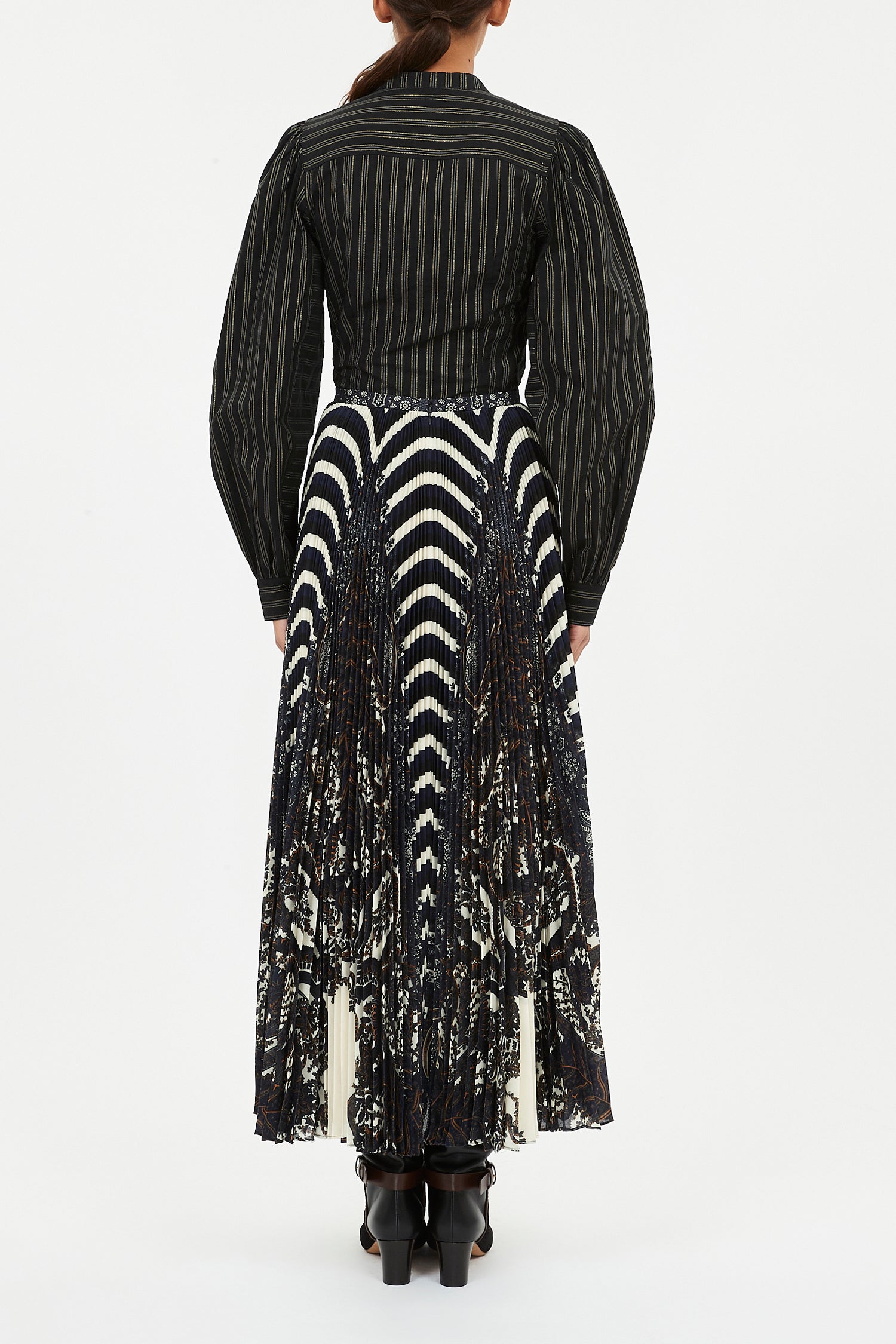 Shayna High Waisted Pleated Midi Skirt
