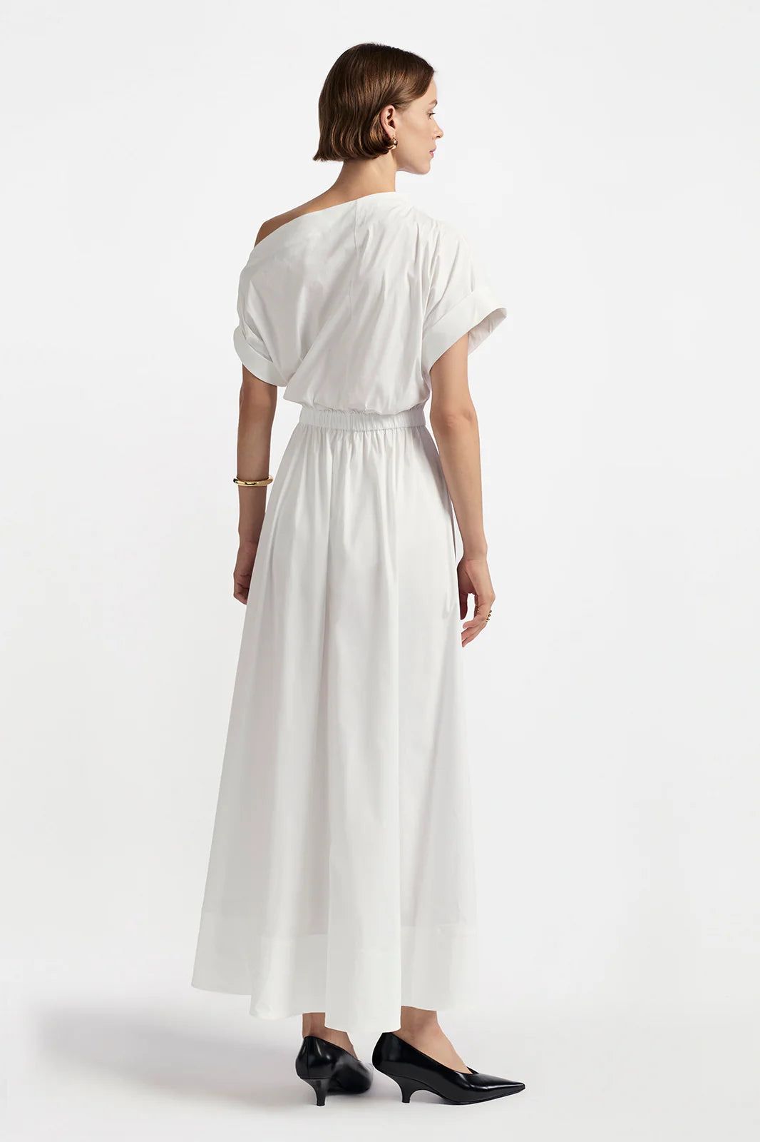 Draped Shoulder Midi Dress