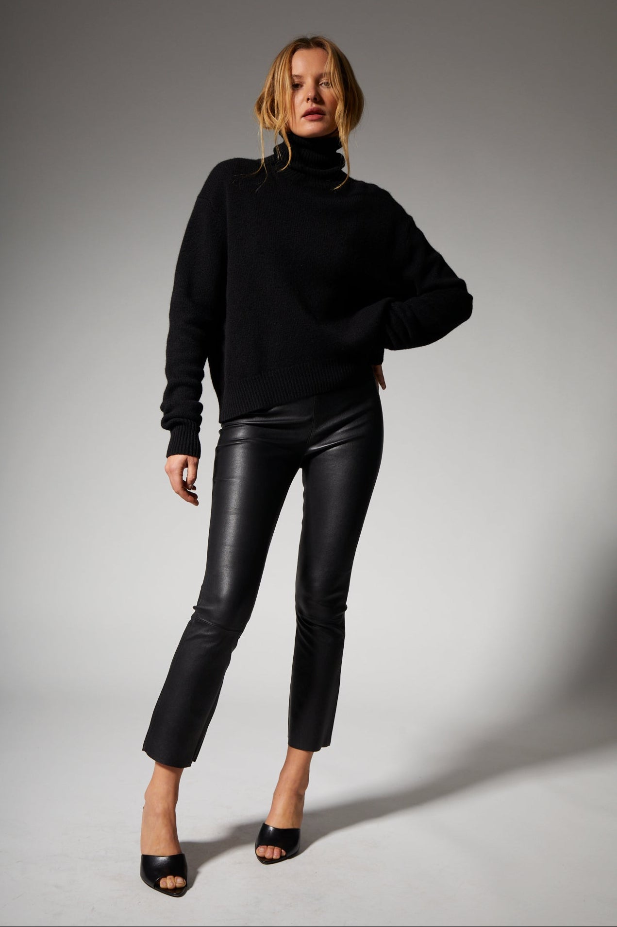Leather Crop Flare Pant