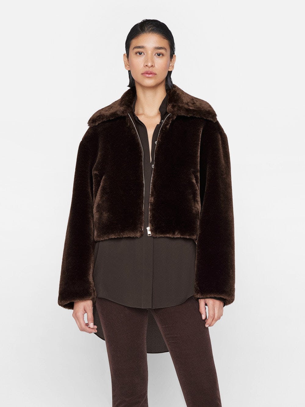 Faux Fur Zip Up Jacket