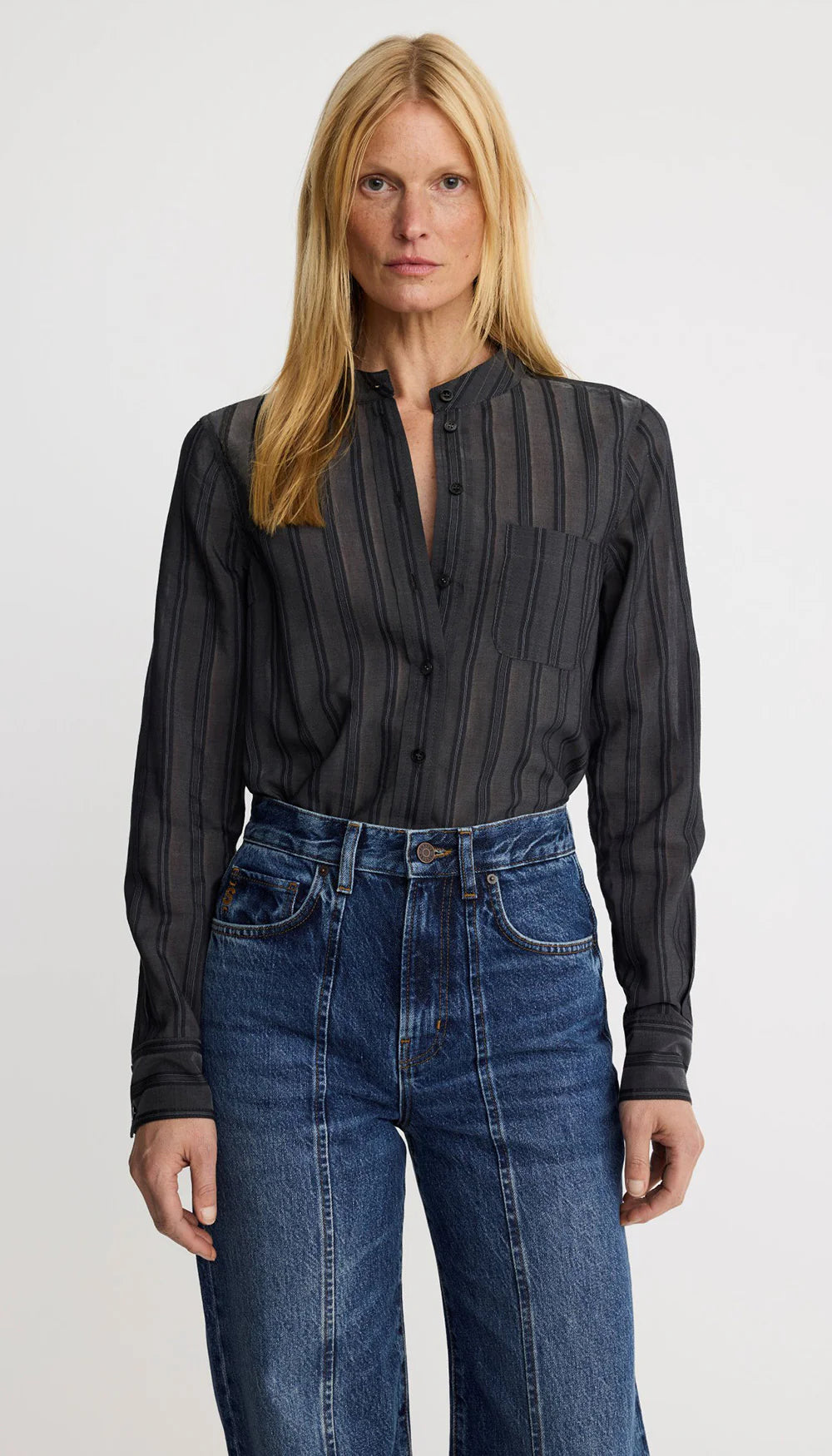 Band-Collar Shirt
