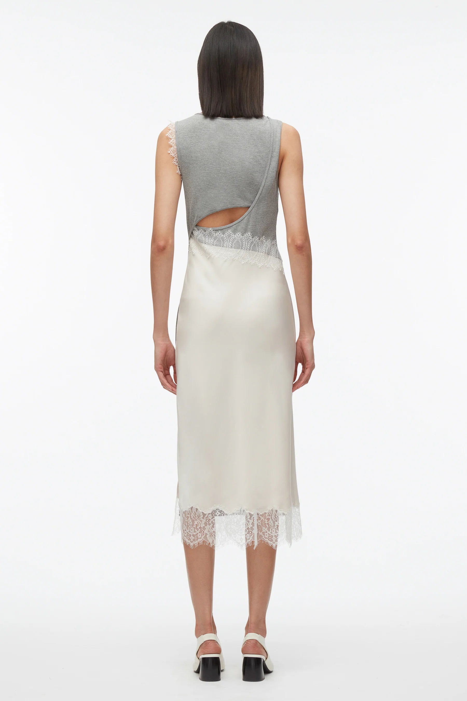 Deconstructed Tank Dress with Lace Trim