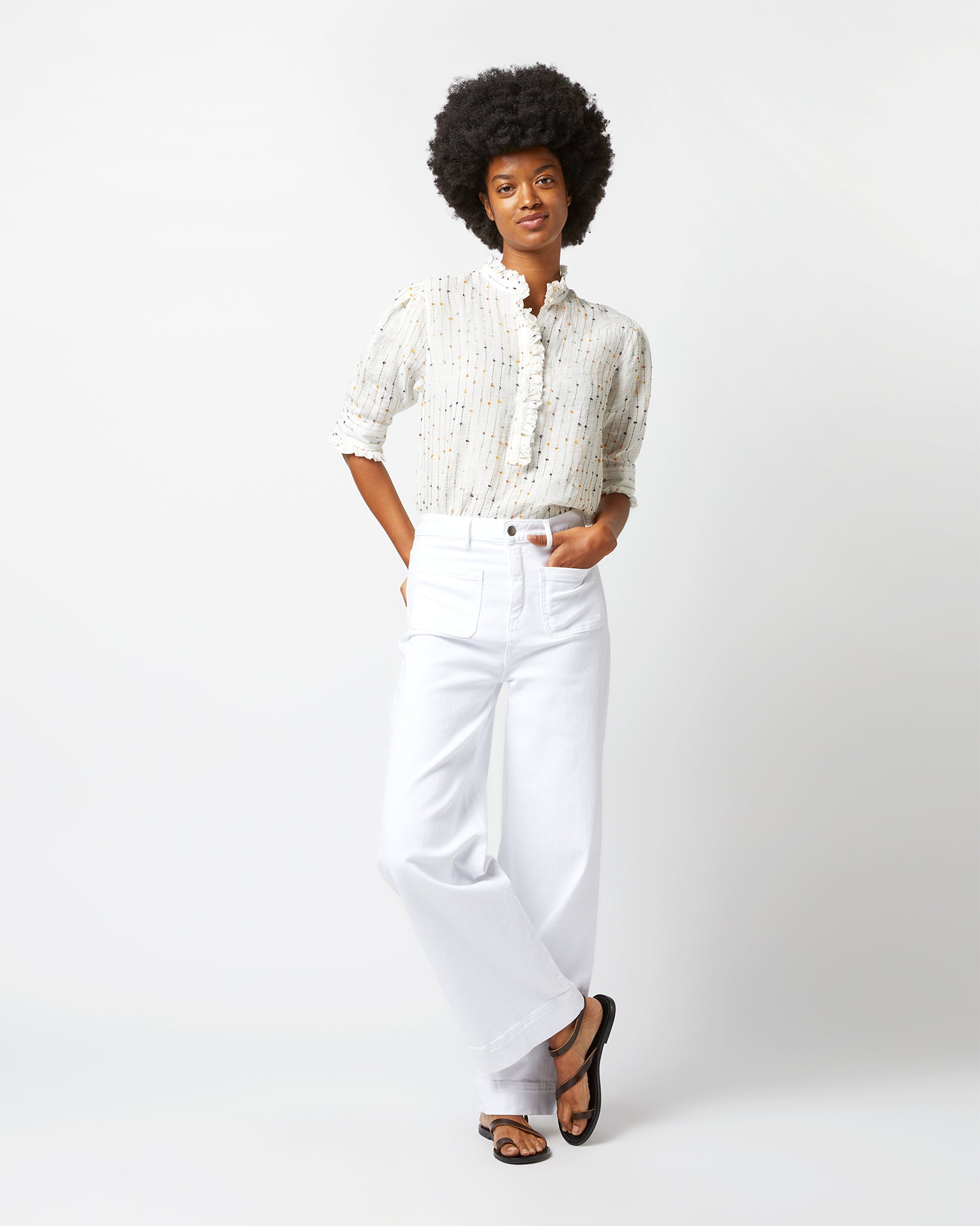 Elbow-Sleeve Frill Shirt