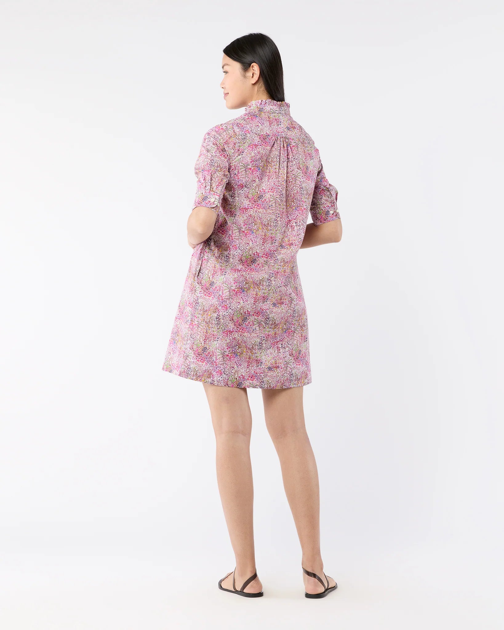 Elbow-Sleeved Frill Dress