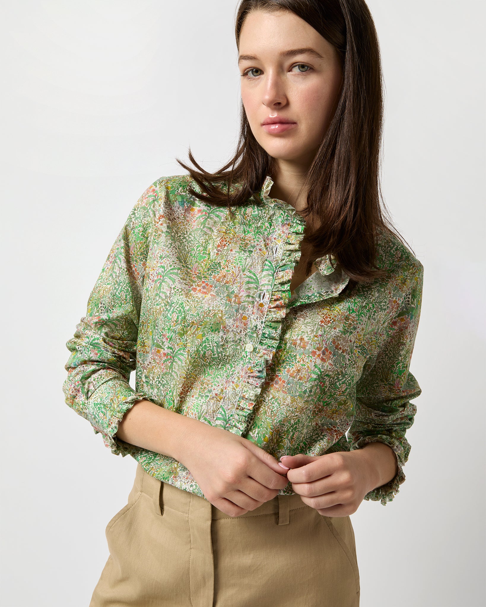 Elbow-Sleeve Frill Shirt