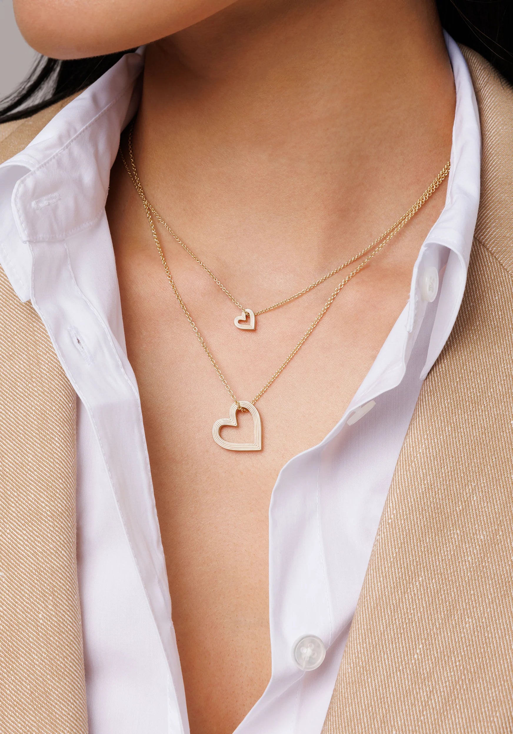 Small Fluted Heart Charm Necklace