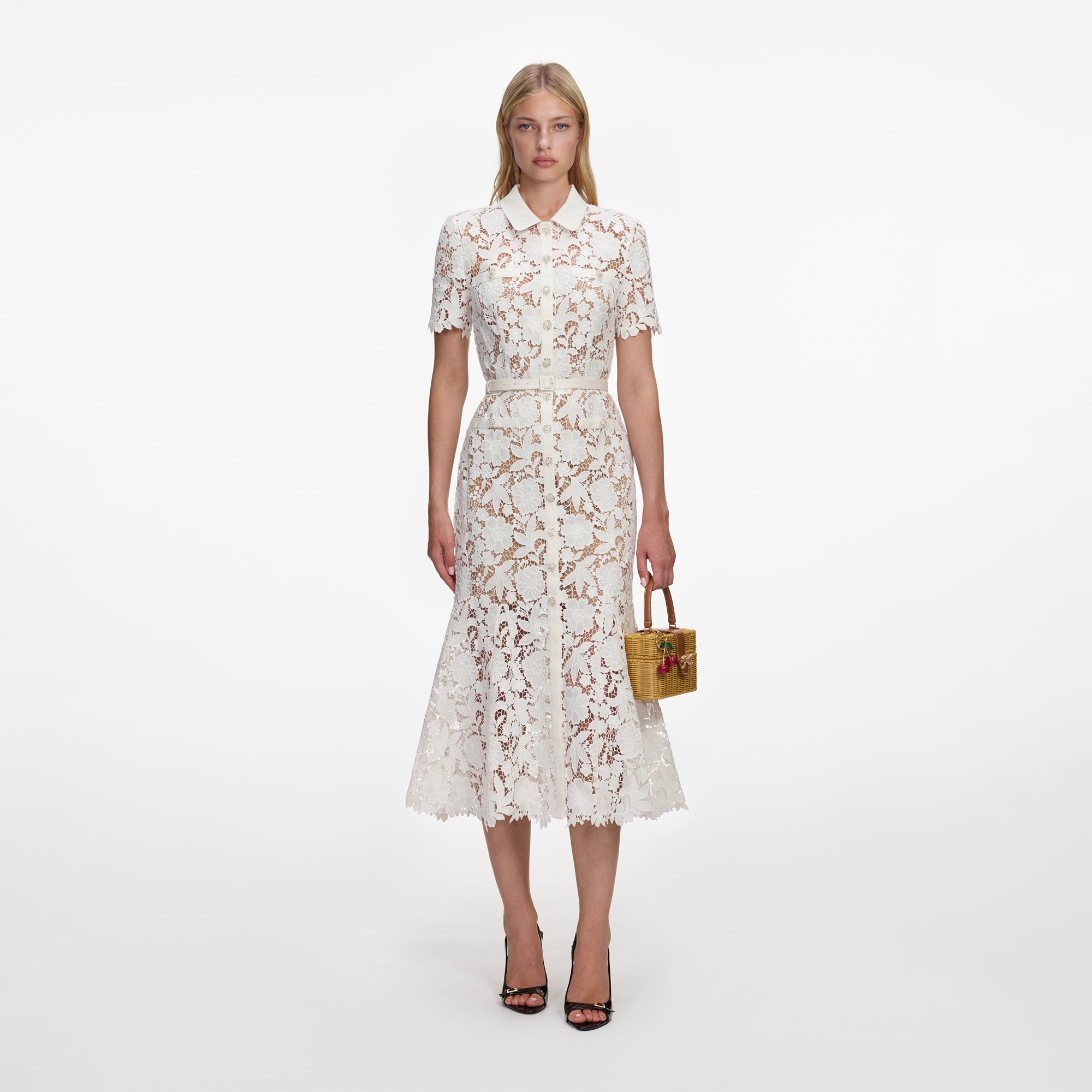 Lace Collared Midi Dress