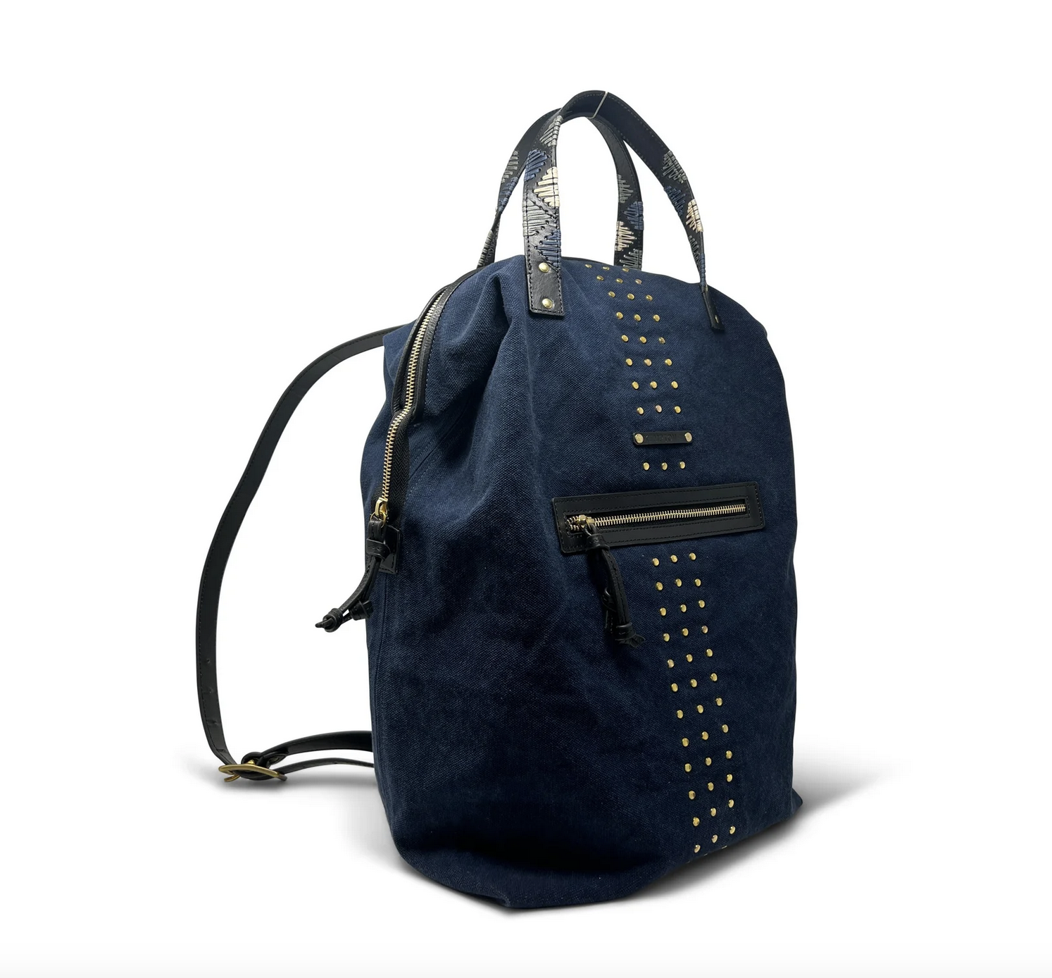 Washed Navy Studded Backpack