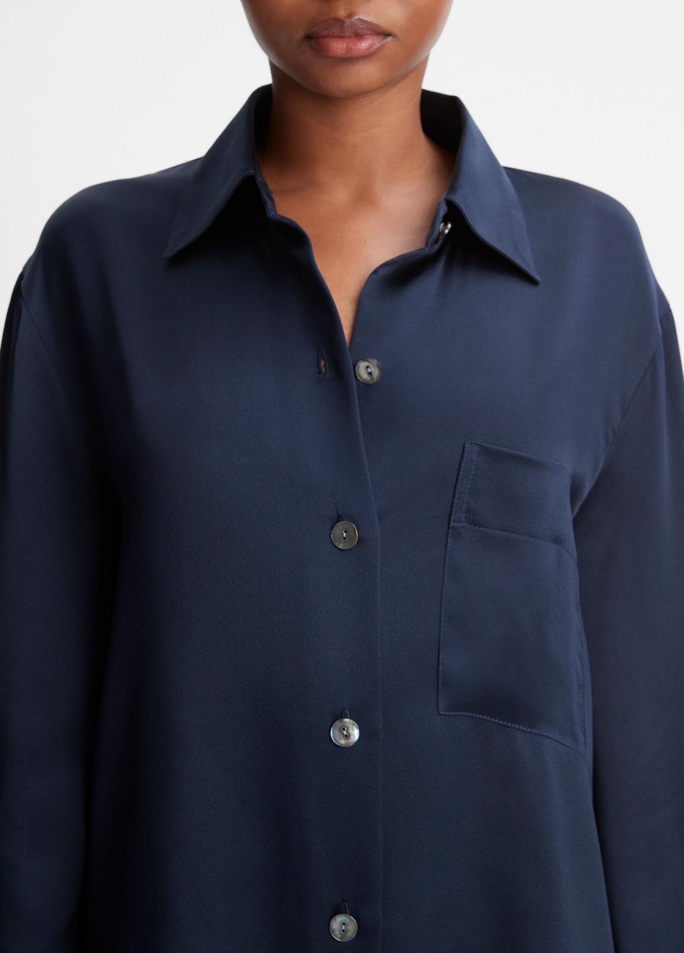 Silk Relaxed Chest-Pocket Blouse