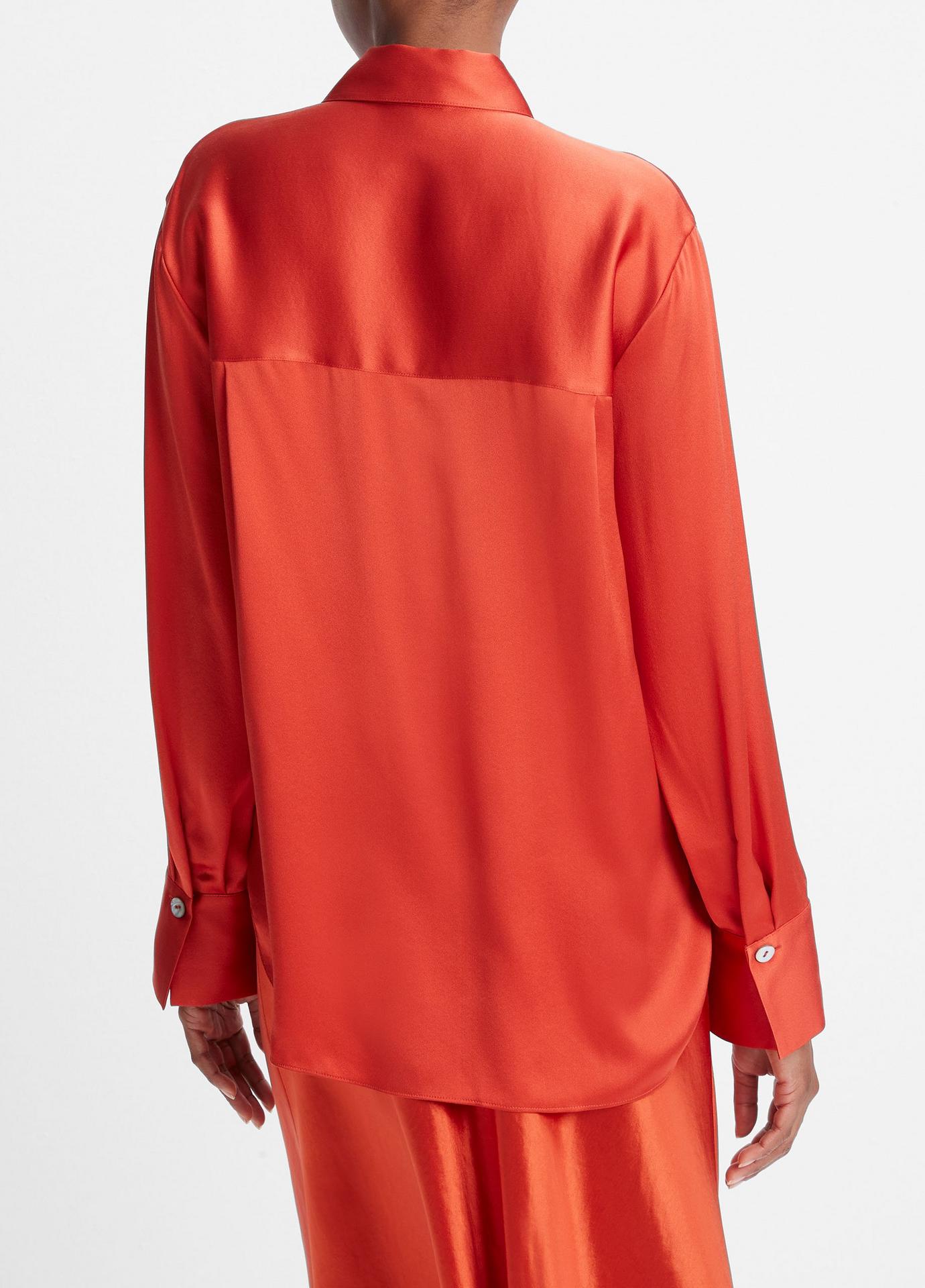 Silk Relaxed Chest-Pocket Blouse