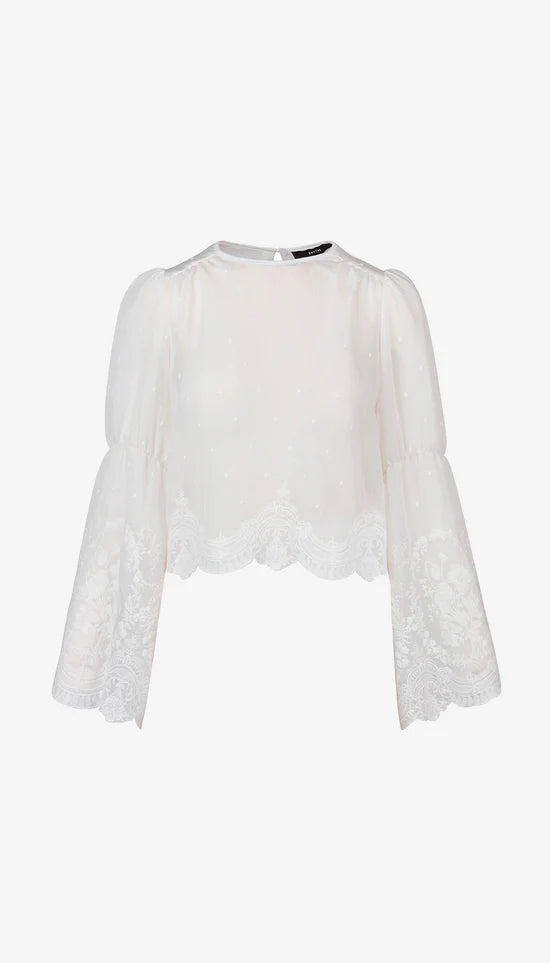 Embroidered Bell Sleeve Blouse