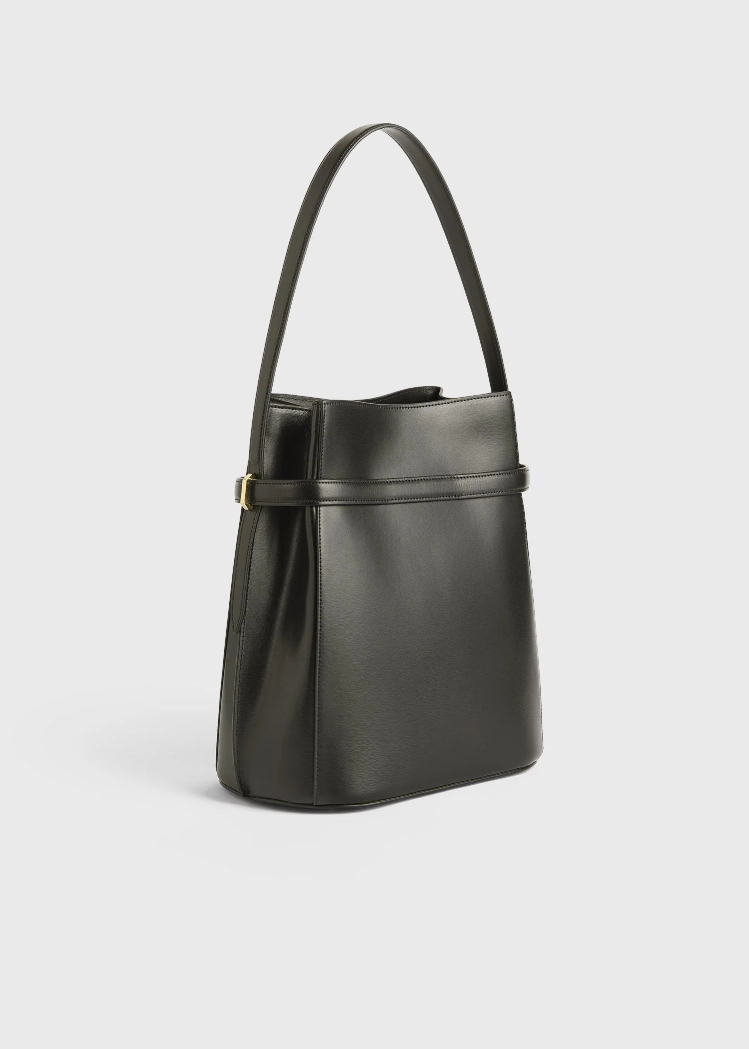 Belted Leather Bucket Bag
