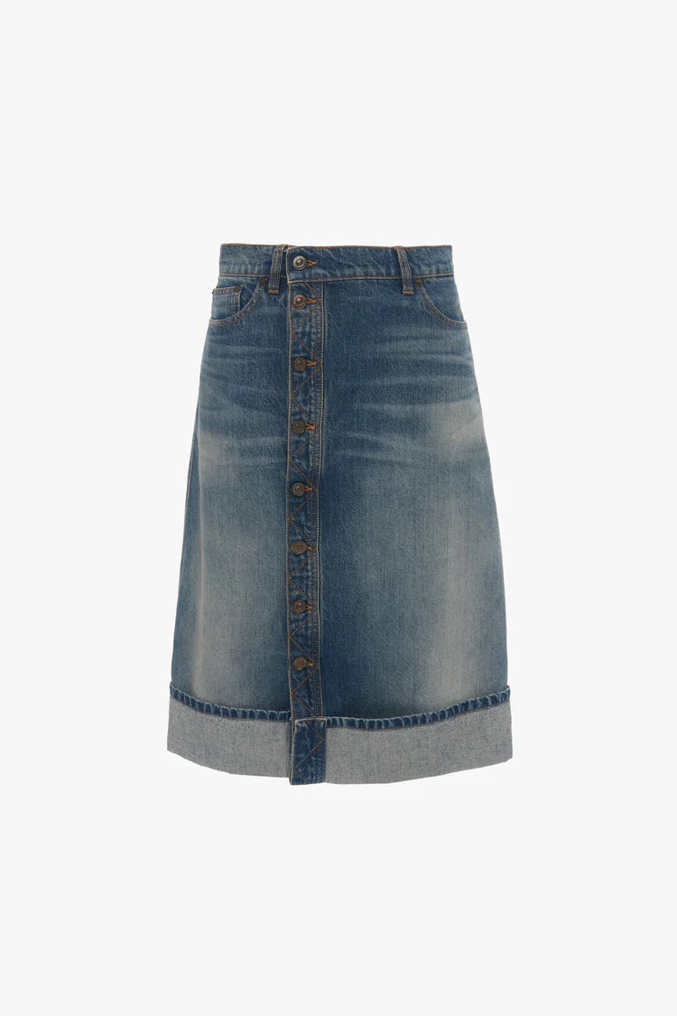 Placket Denim Skirt