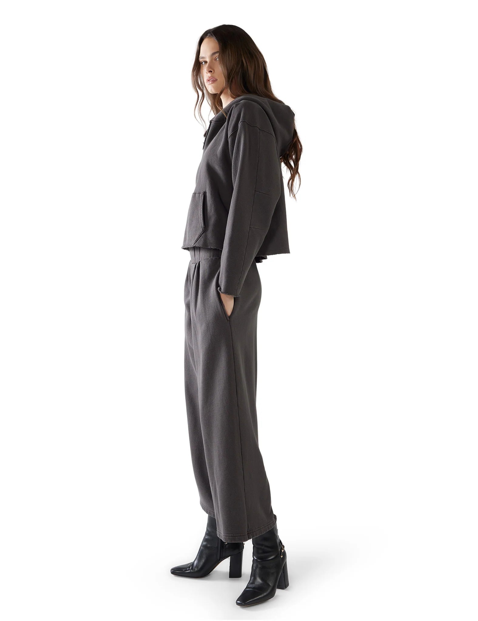 Rachel Raw Crop Hoodie