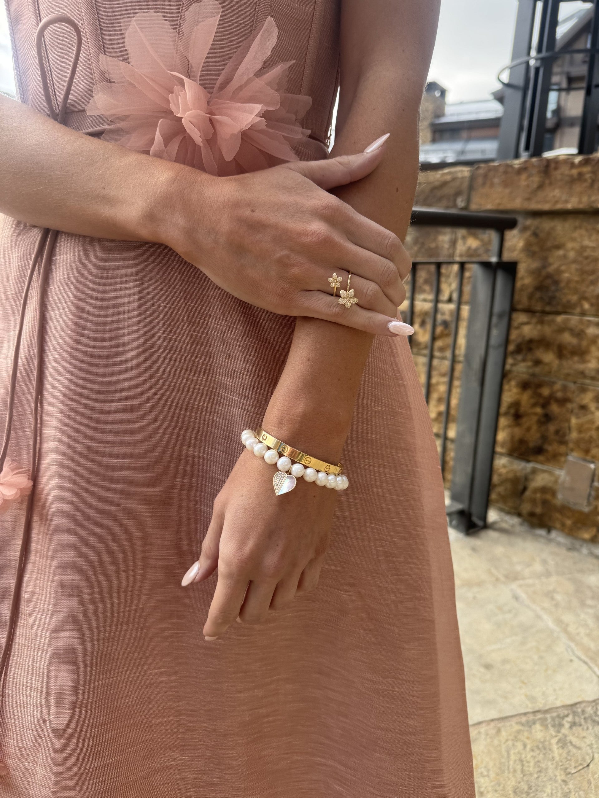 Pave Heart Charm Bracelet