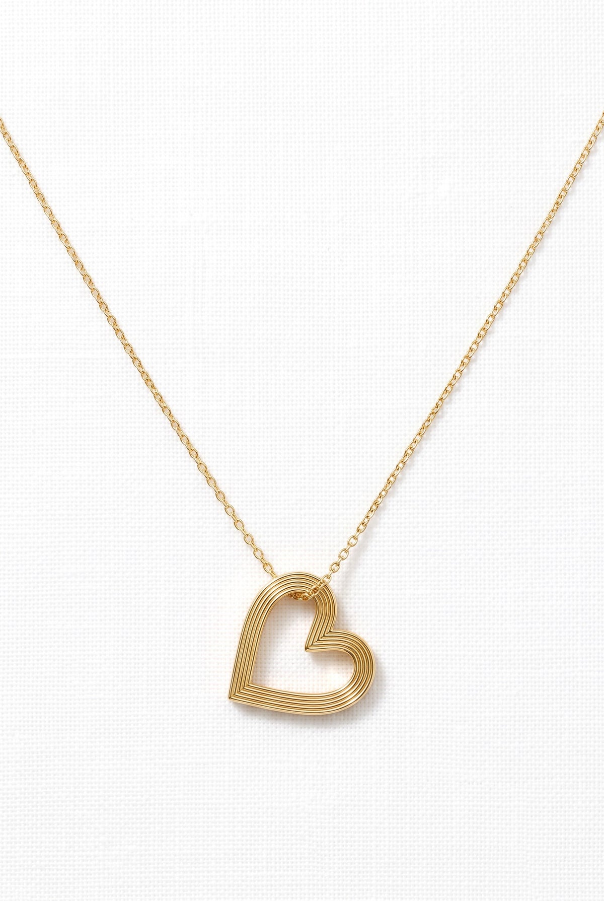 Large Fluted Heart Charm Necklace