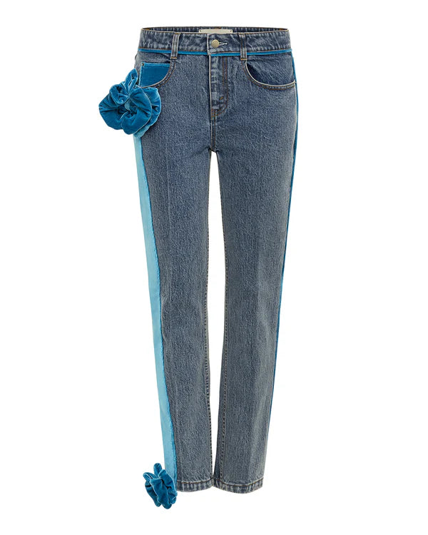 Lya Velvet Bow Slim Jeans