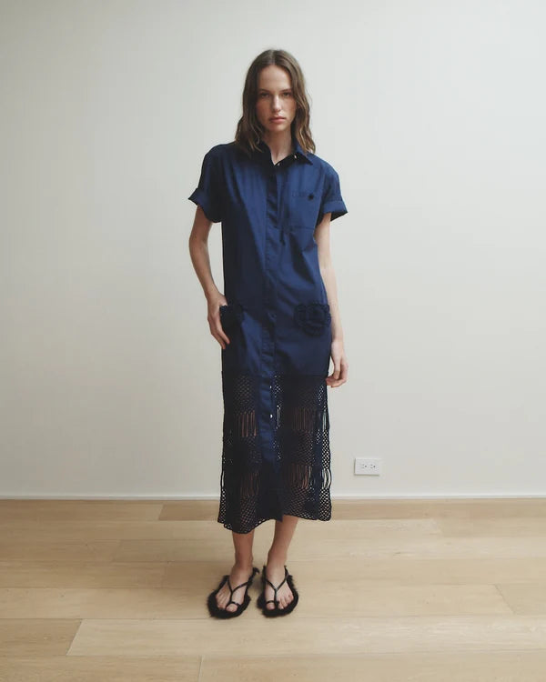 Sidney Crochet Panels Shirt Dress