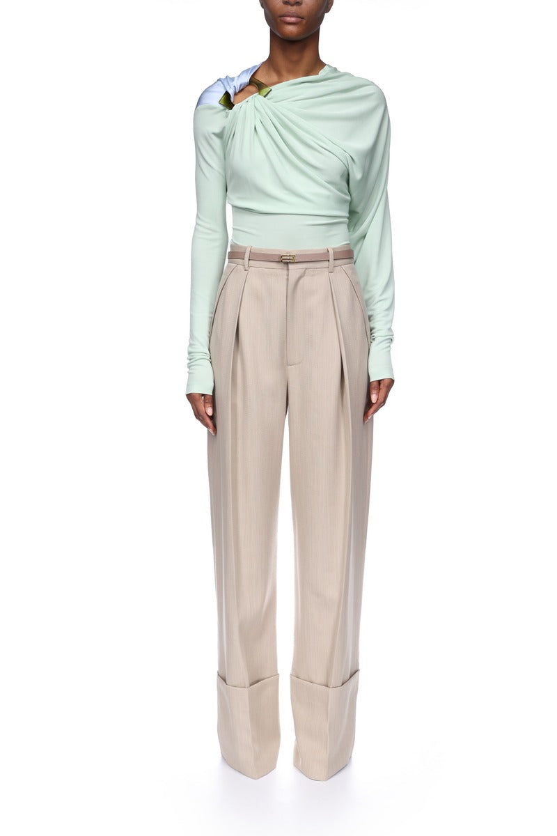 Long Sleeve Draped Jersey Top