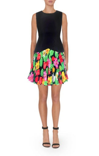 Haddy Tulip Rosette Pleated Mini Dress