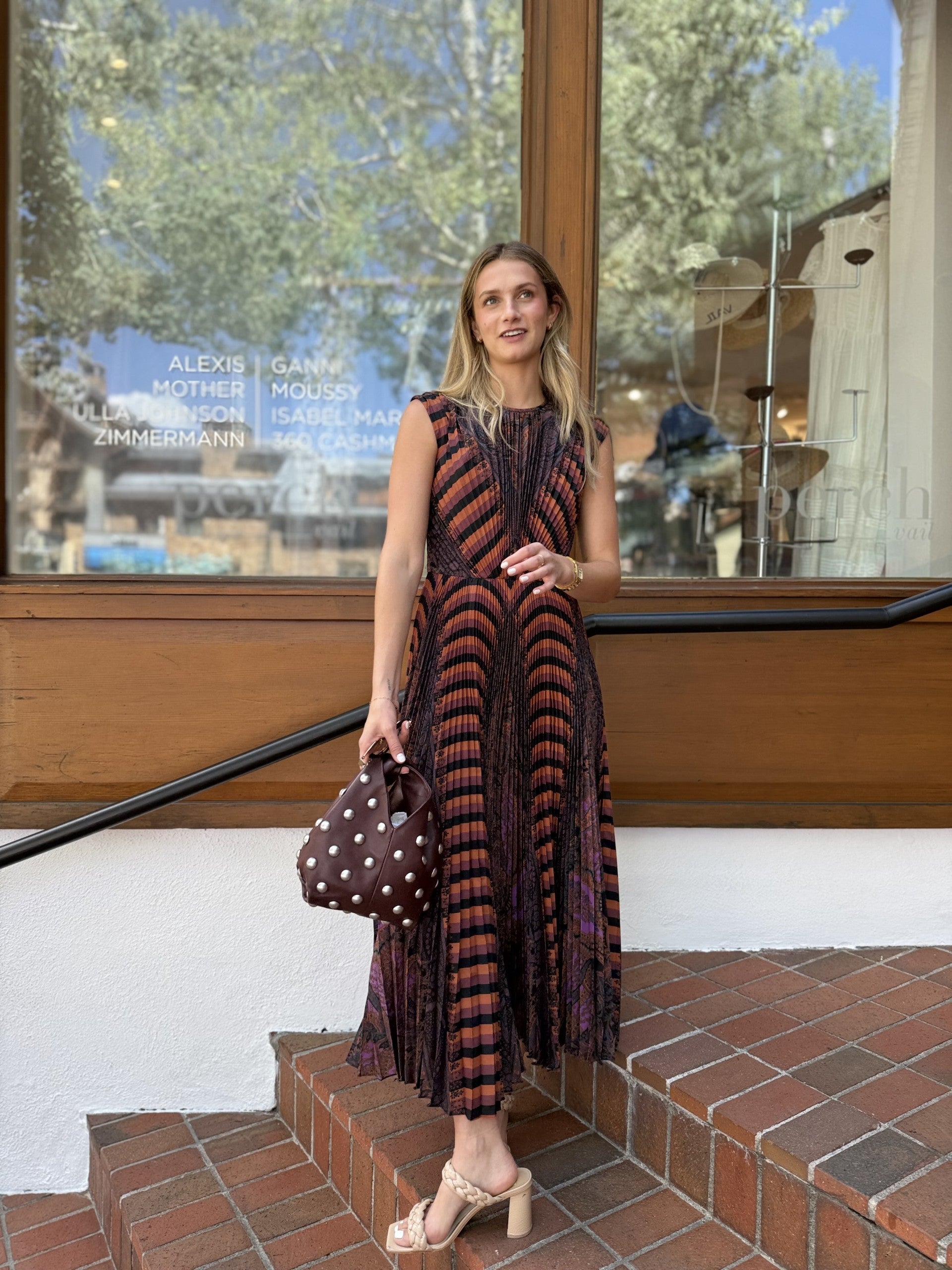 Violeta Pleated Sleeveless Midi Dress