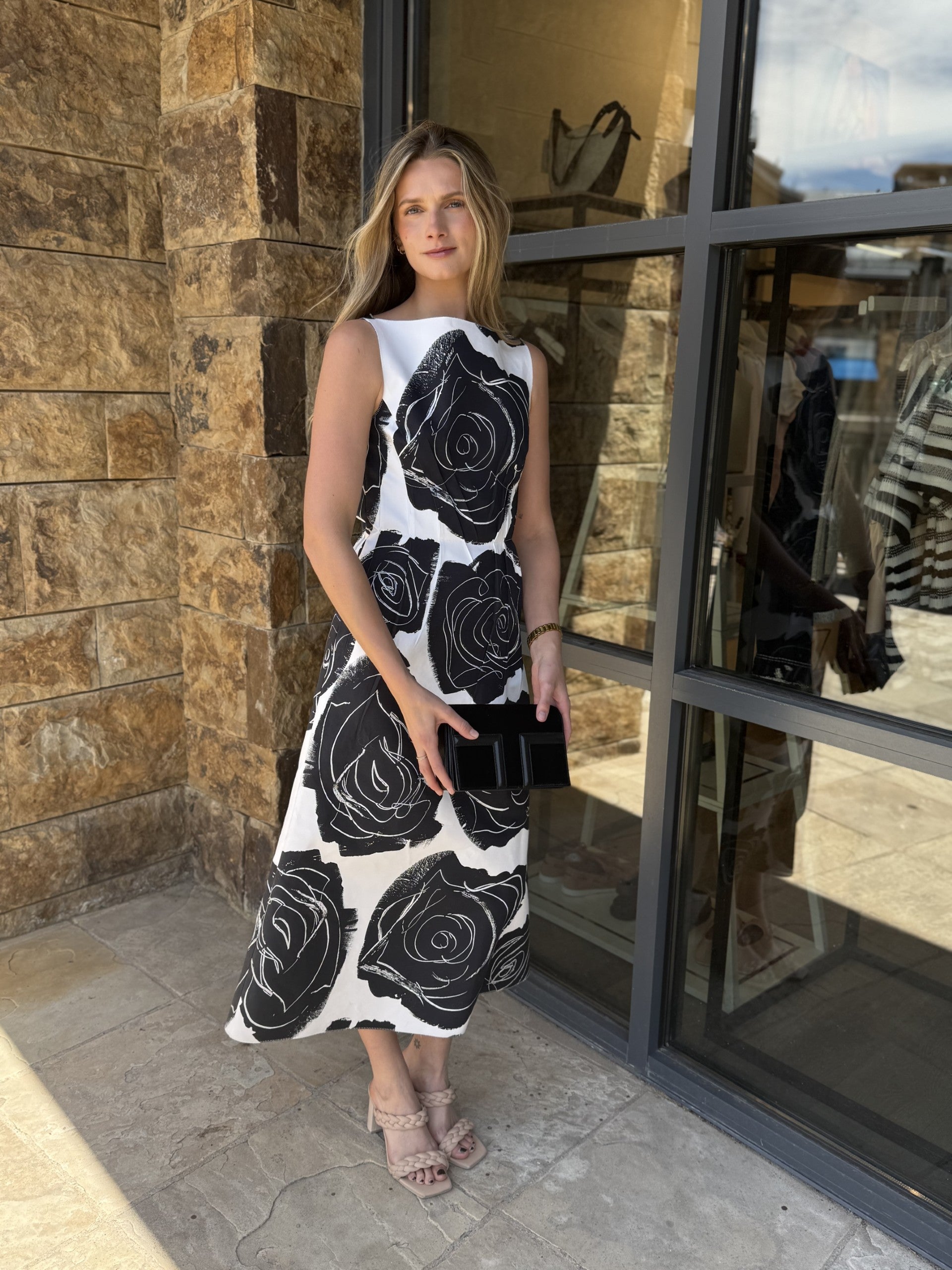Long Big Roses Sleeveless Dress