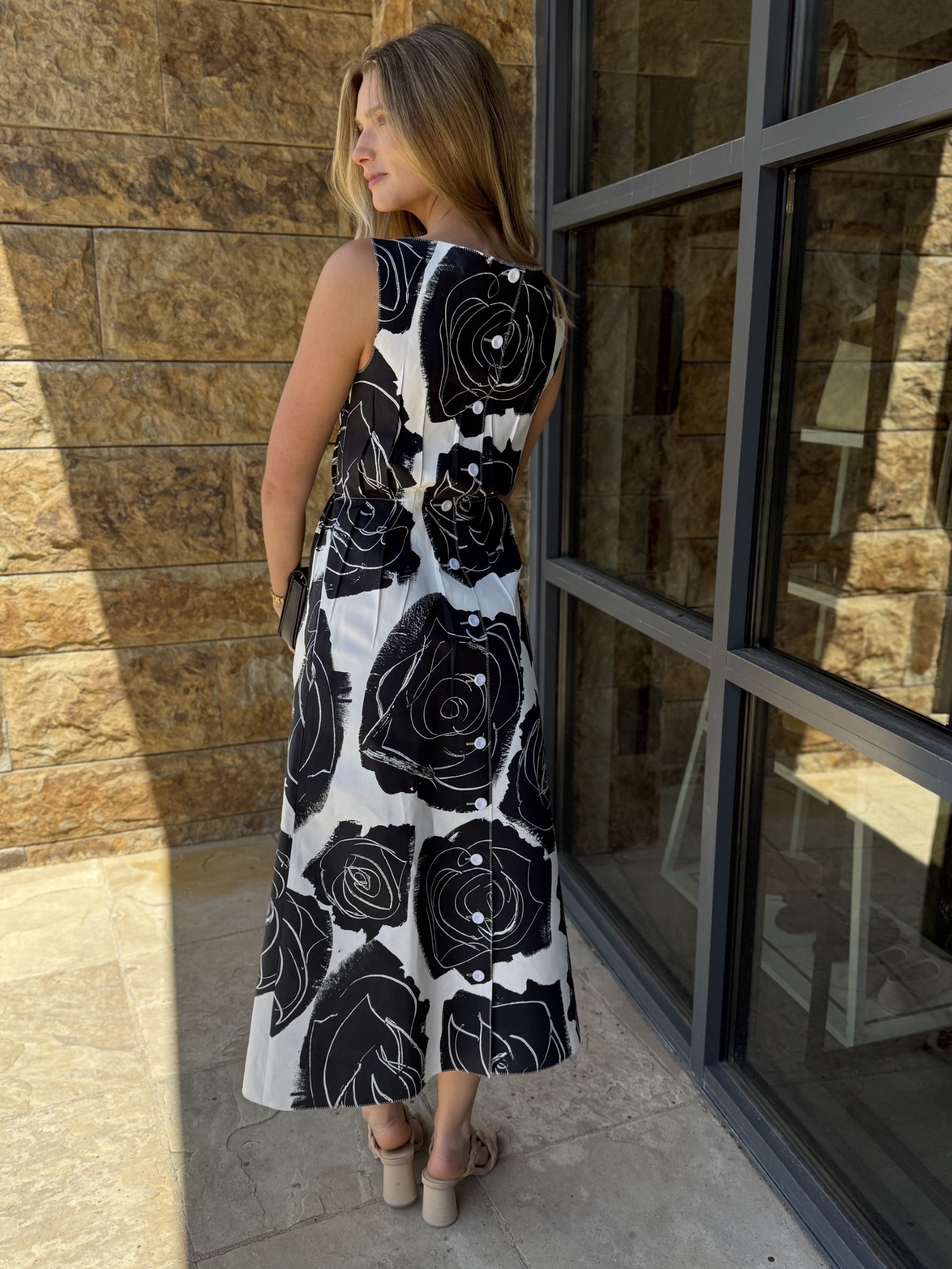 Long Big Roses Sleeveless Dress