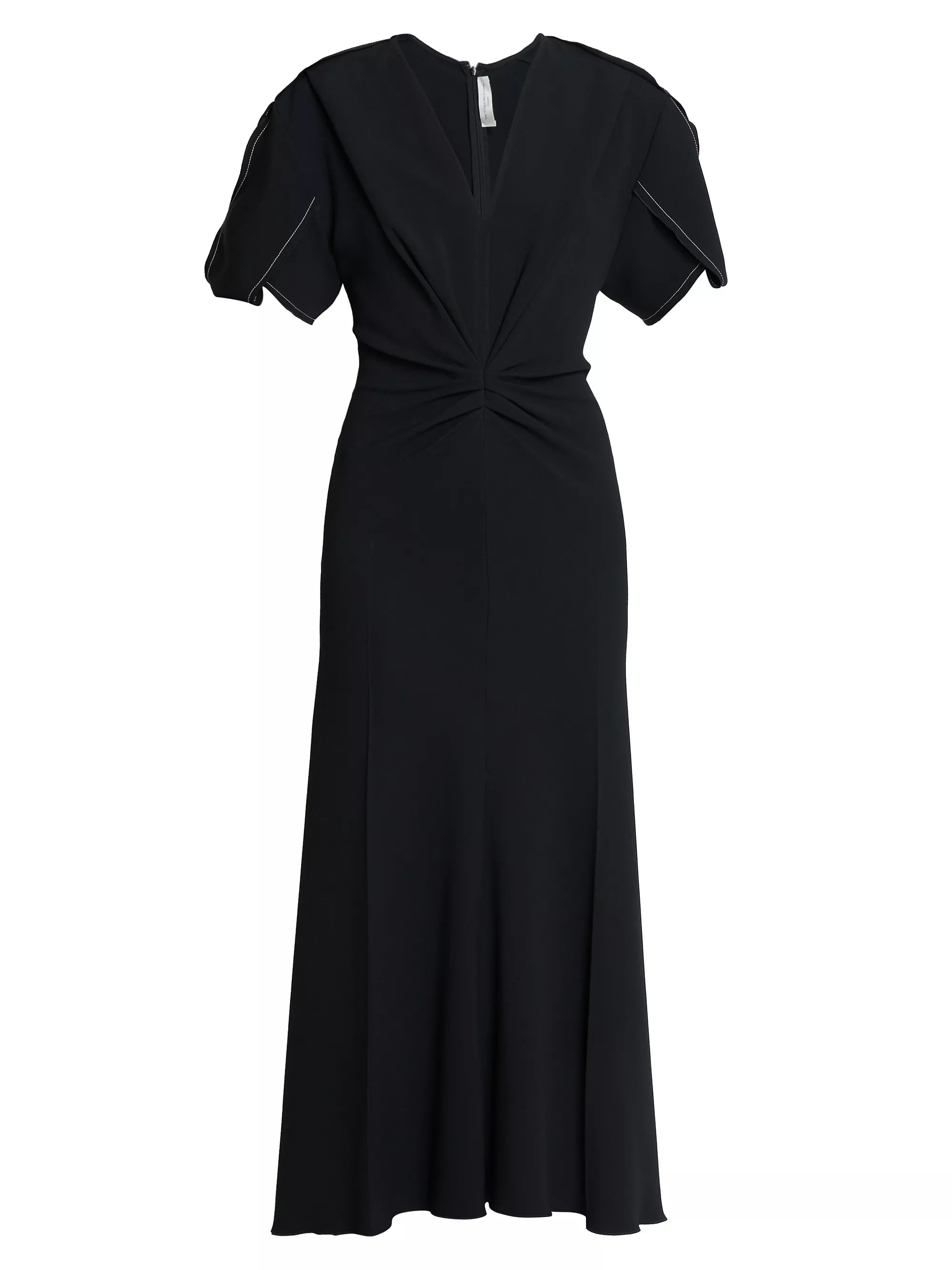 Gathered V-Neck Midi Dress