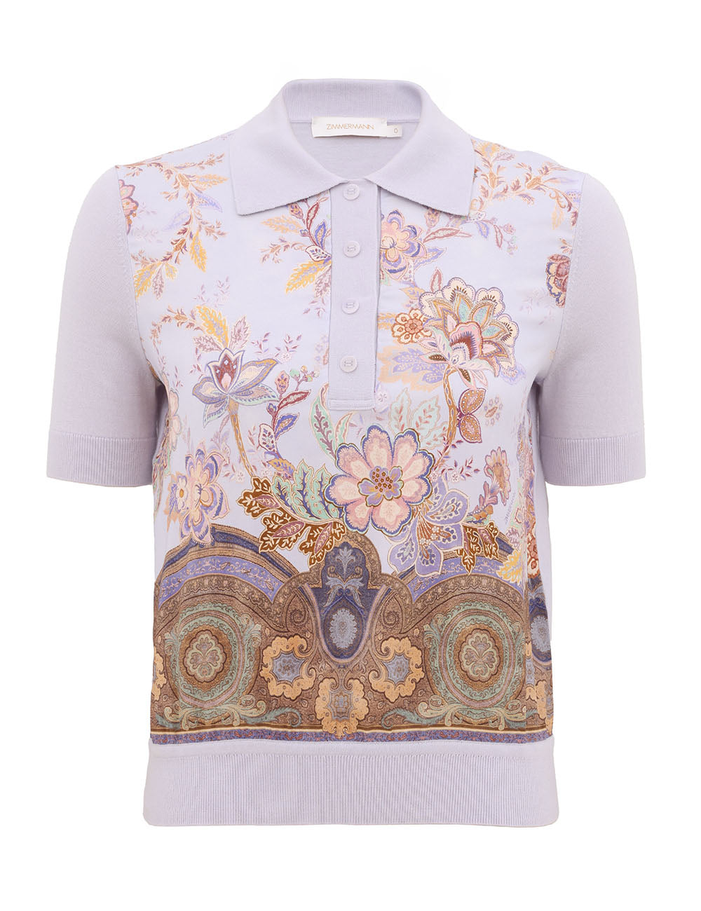 Luna Printed Silk Polo Top