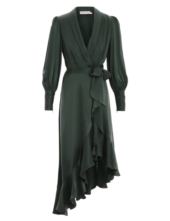 Silk Wrap Midi Dress