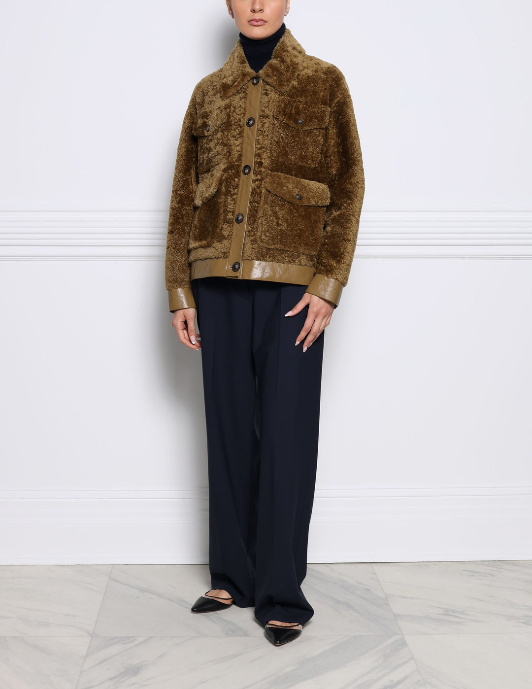 Curly Shearling Safari Jacket