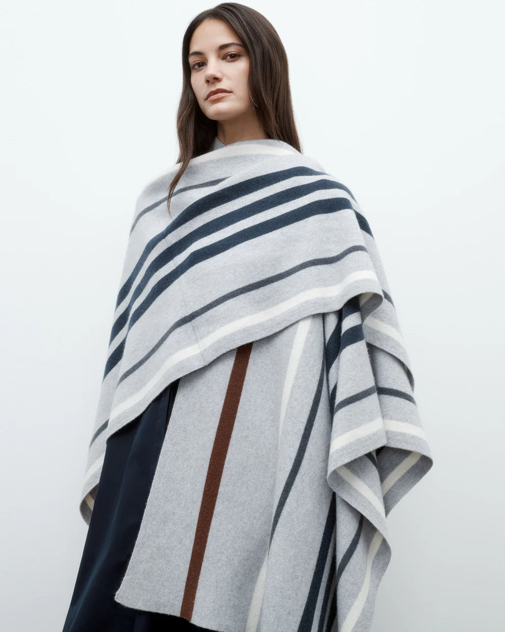 Striped Wrap Poncho