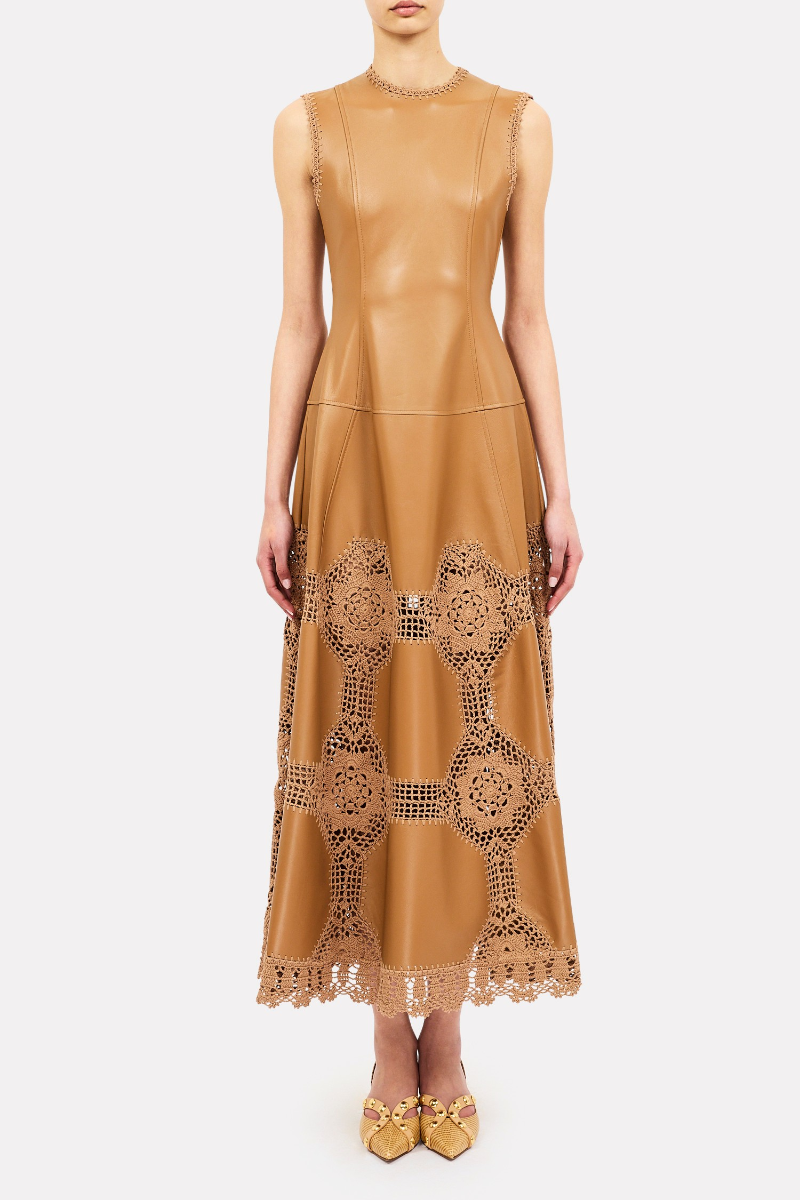 Ilana Crochet & Leather Dress