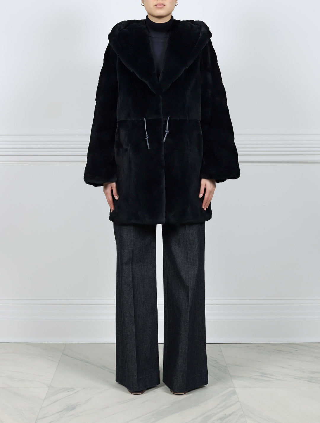 Plucked Mink Hooded w/ Bell Sleeves