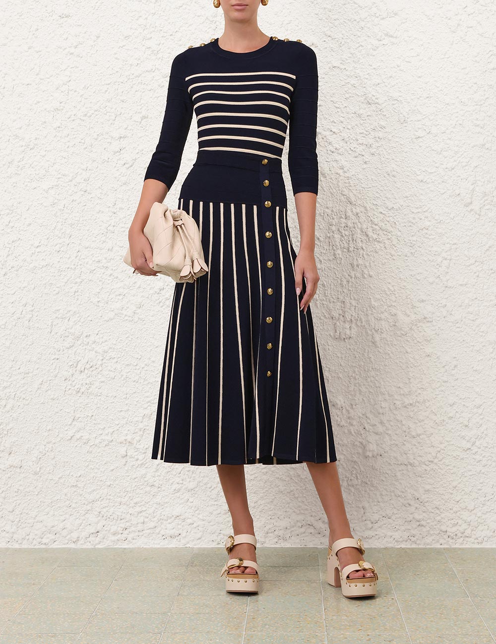Luna Striped Midi Skirt