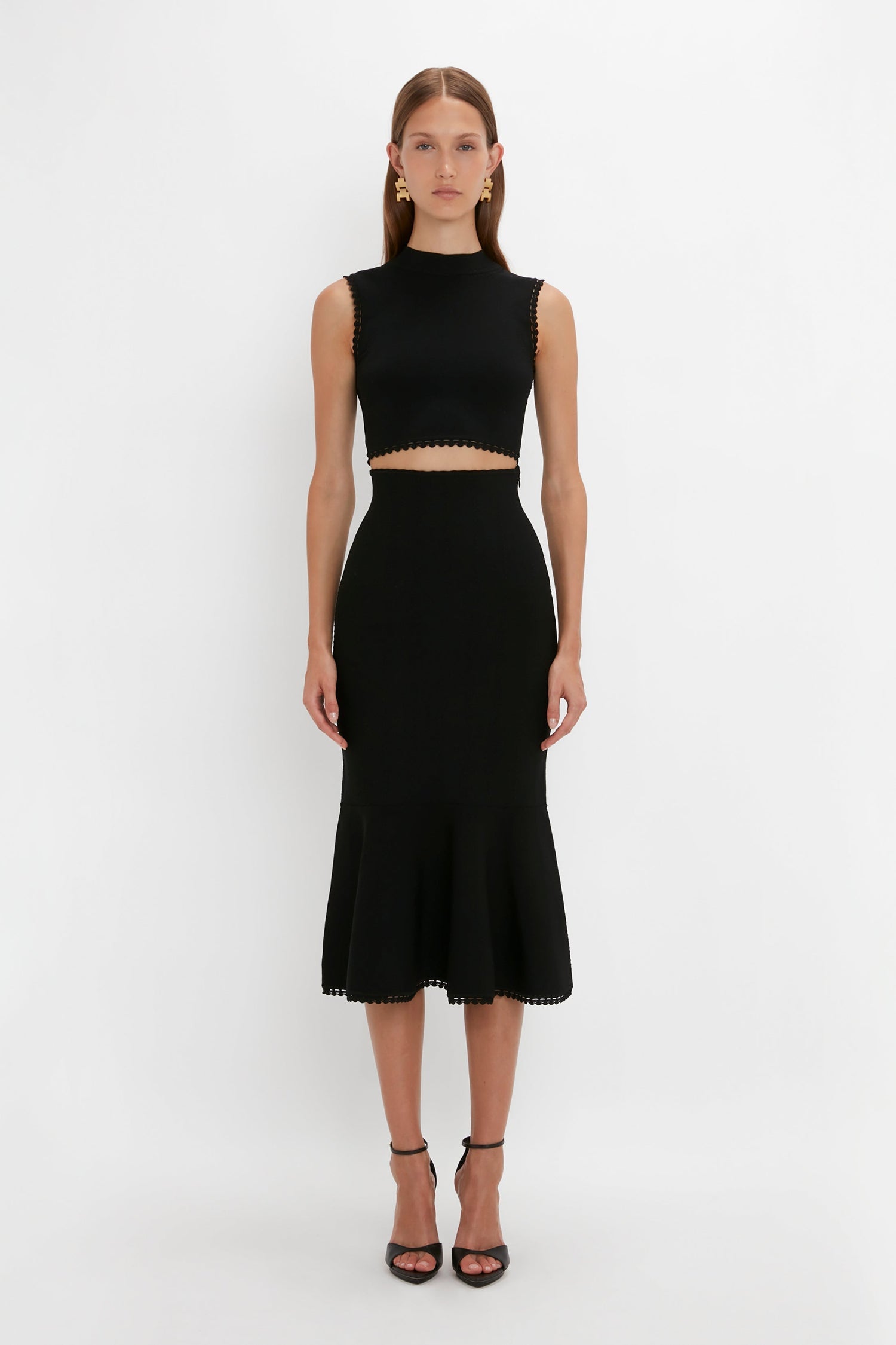 Scallop Trim Flared Skirt