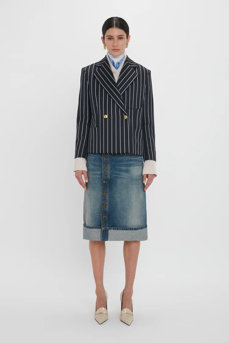 Placket Denim Skirt