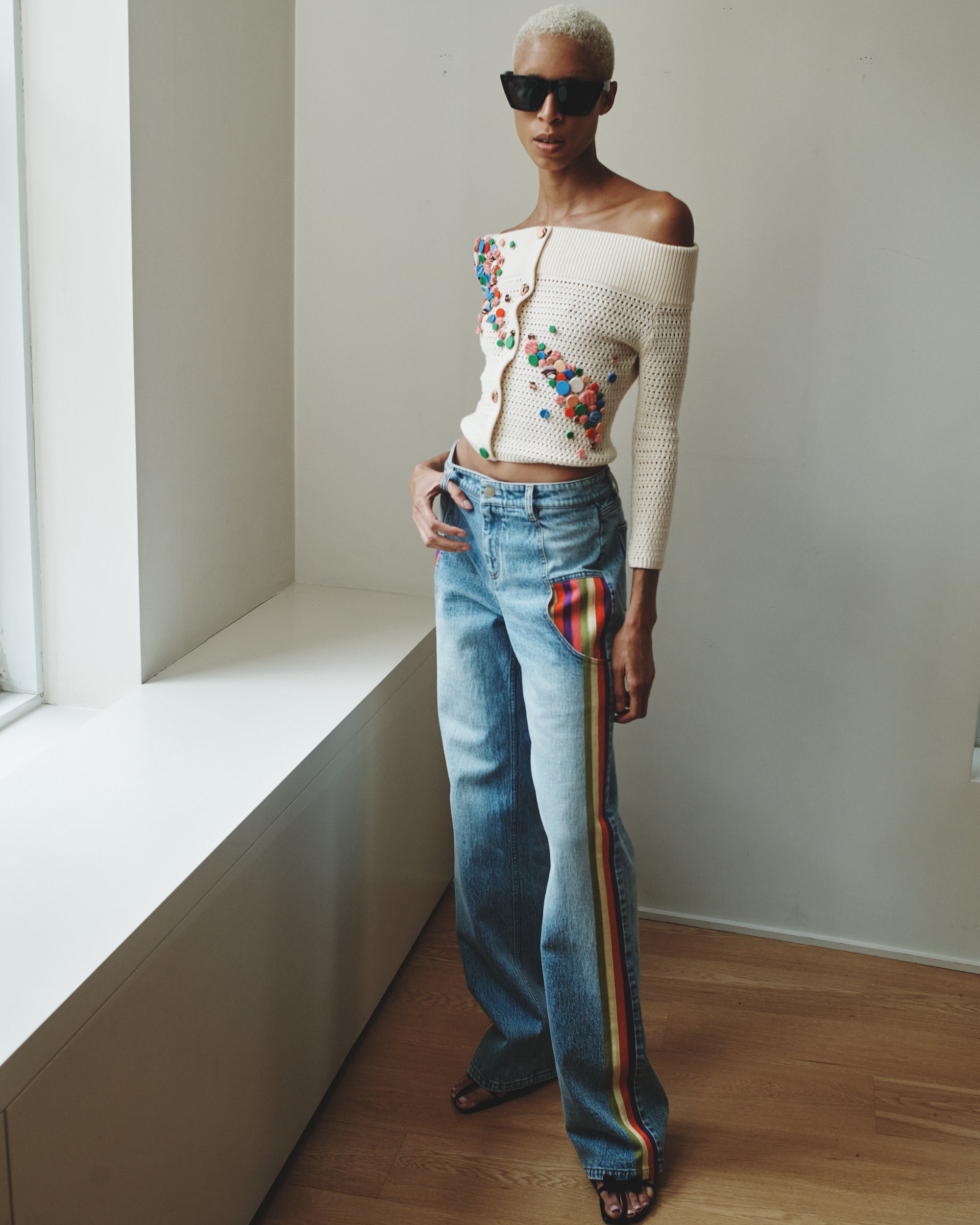 Nomia Knit with Button Embroidery