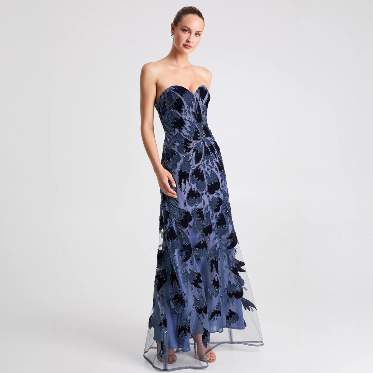 Helsi Women's Sasha Velvet Trim Strapless Gown - Blue