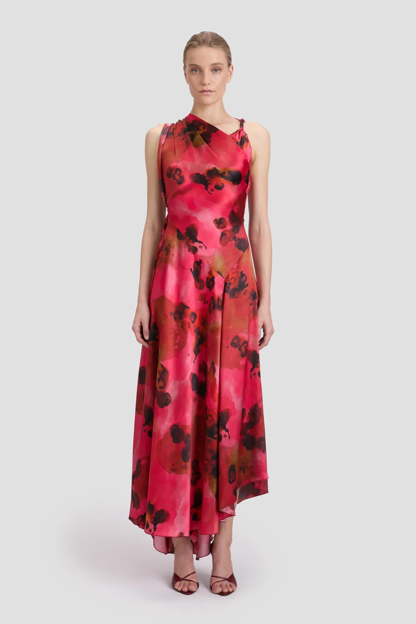 Sleeveless Draped Midi Dress