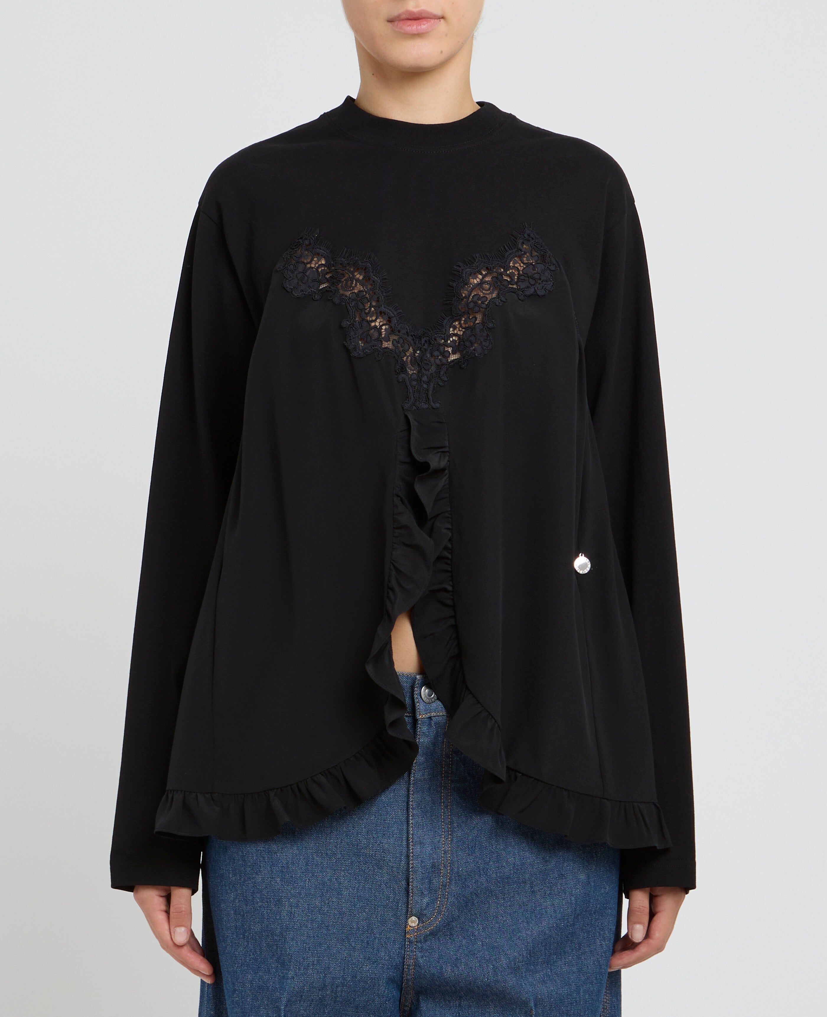 Lingerie Lace Insert Long Sleeve T-Shirt